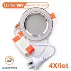 4X DIM LED Downlight Kits 6000~6500K 2-pin Plug 70/90/120mm Cutout 12W 14W 16W