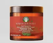AYURVEDASHREE Cold Pressed Neem Oil 100 Ml 3.38 Fl Oz. Extracted On Wooden Churner With Traditional Method To Sustain Maximum Nutrition Cold Pressed 100% Pure & Natural