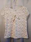 NEW womens M V-neck chevron print blouse Mauve White short sleeve Super soft top