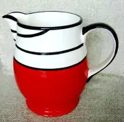 Red and White ceramic/stoneware pitcher 1.75 qts/1.66 liters