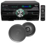 DV4000 4000w Home Theater DVD Receiver+(2) 8" Black Ceiling Speakers