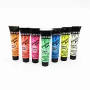 7 x 15ml Glow In The Dark Face & Body Paints With Free Blacklight