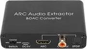 HD Output ARC Sound Extractor, 192KHz DAC Converter, Optical SPDIF 3.5mm Headphone Port Digital Analog Sound Converter for Home Cinema TV, Supports 5.1 Channel