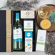 Spa Day Retreat Gift Hamper with Jacob's Creek Sauvignon Blanc, Vanilla Bean Biscuits, Wild Rose Soap, Coconut & Lime Body Wash, and Soy Melts - Ideal for Mother's Day, Birthdays, and Anniversaries