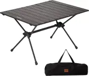 FT11 Height Adjustable Camping Table, Ultralight Aluminum Roll up Table with Car