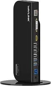 WAVLINK USB 3.0 Universal Docking Station, Dual Video Monitor Supports HDMI/DVI/VGA to 2048 × 1152, Gigabit Ethernet, Audio Output/Inpu to 6 USB Ports for Laptop/Ultrabook/PCs