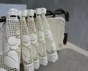 Vintage Ornate Short light Lace Curtains, Shabby Chic, Cottage Chic
