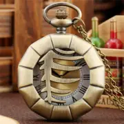 Antique Hollow Polygonal Cover Unisex Quartz Analog Pocket Watch Roman Number