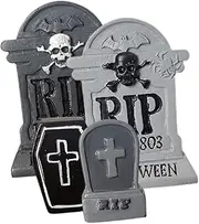HIAKDOFT Miniature Tombstones for Halloween Yard Decor Resin Graveyard Decor Props Halloween Gravestone Set