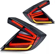 Car LED Rear Taillights Compatible With Honda 10th Civic Sedan Hatchback 2016-2021 Animation Rear Lamps LED Taillight Assembly(Hatchback B smoke)