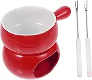 Cabilock 1Set Ceramic Cheese Chocolate Fondue Practical Melting Tools for Chocolate Cheese and More Includes Base Forks for Parties and Gatherings