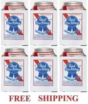 PABST BLUE RIBBON PBR 6 BEER CAN COOLERS KOOZIE COOLIE HUGGIE COOZIE NEW