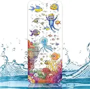 Capslpad Bathtub Mat Non Slip Anti Mould 40x100cm Cartoon Submariner Bath Mats Extra Large Soft Bath Seat Mat with Suction Cups & Drain Holes Machine Washable Sea Animals Jellyfish Bath Mat