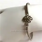 Celtic Silver Tree of Life Charm Bracelet Stretch Beads Crystals Plated NWT