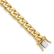 Solid 14K Yellow Gold 8 inch 8mm Hand Polished Curb Link with Box Catch Clasp Bracelet