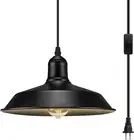 Plug in Pendant Light, Black Hanging Lights with Cord, On/Off Switch, Industrial