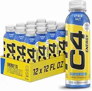 C4 Energy Non-Carbonated Zero Sugar Energy Drink, Pre Workout Drink + Beta Alanine, ICY Blue Razz, 12 Fl Oz (Pack of 12)