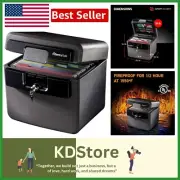 Black Fireproof and Waterproof Safe for Documents with Key Lock - Ex. 14.3x15.5