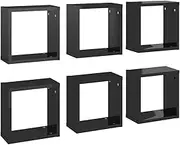 vidaXL 6X Wall Cube Shelves Office Storage Hanging Floating Display Wall Mounted Units Cube Organisers Living Room Furniture High Gloss Black