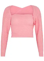 Gimaguas Marianne Ribbed-knit Wrap top - Pink - L (UK 14 / L) L (UK 14 / L)