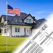 Ground Flag Poles for Outside House - 1" Tangle Free Flag Pole Kit with 5 Prong - 8.5ft Yard Flag Stand for Outdoor,Wind Resistant & Rustproof for Garden - Silver