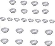 TEHAUX 24pcs Hemisphere Bath Salts Mold Soda DIY Bath Kit Soap Molds para Bath and Cake Machine Cake Pop Aluminum Hemisphere Pan Sphere Mold Soap Bar Mini Tub Kits Silver Aluminum Alloy