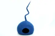 Handmade Blue Felted Cat Cave - Cat Lover Gifts - Cat Cave - Designed Cat Bed