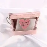 [Mgiahekc] Cute Coin Purse for Girls, Transparent Heart Coin Purse, Data Cable Earphone Waterproof Storage Bag,Pink