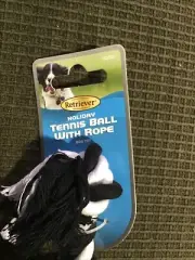 Retriever Holiday Tennis Ball With Rope Dog Toy