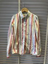 在飛比找Yahoo!奇摩拍賣優惠-(二手)鱷魚牌 LACOSTE 真品 條紋長袖襯衫