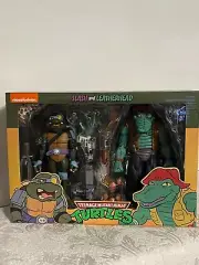 NECA Teenage Mutant Ninja Turtles TMNT Slash and Leatherhead 7" Figure Set NEW