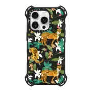 iPhone 16 Pro Bounce Case MagSafe Compatible Cheetah Jungle, Wildlife Nature Wild Cats Tigers Leopard Botanical Animals Mint Quirky Illustration Phone Clear Case