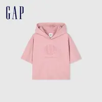 在飛比找momo購物網優惠-【GAP】女裝 Logo短袖帽T 復古水洗系列-粉紅色(87