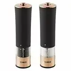 Tower Electric Salt and Pepper Set, Stainless Steel, Black and Rose Gold