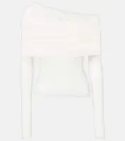 [Christopher Esber] Christopher Esber Sonora Veiled off-shoulder top AU 8 white