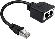 Coupler Ethernet Splitter with 20cm Cable 1 to 2 Female to Female Ethernet Coupler RJ45 Connector for Cat7 Cat6 Cat5e Cat5 LAN Ethernet Cable Extension Adapter (1Pack, with Cable)