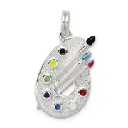 Sterling Silver Rhodium-Plated Enameled Painting Palette Charm