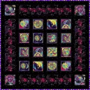 Celestial Magic Sun Moon Purple Tiles Quilt Kit Laurel Burch Fabric Variation C