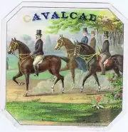 Cavalcad original outer cigar box label 1880's Heppenheimer Elite riding horses