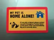 MY DOG IS HOME ALONE - EMERGENCY DOG CAT PET ID WALLET CARD - SERVICE DOG ESA