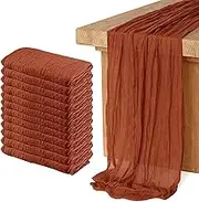 12 Pack Cheesecloth Table Runner, Runner Gauze Boho Wedding Decor Romantic Table Runner for Wedding Birthday Party(35" x 118") (Terracotta)