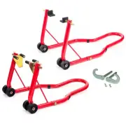 Warrior Front And Rear Motorcycle / Bike Paddock Stands & Bobbin Hook Combo