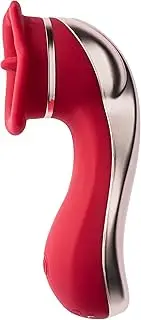 Share Satisfaction Chakra - Luxury Tongue Vibrator That Mimics Oral Sex, Precise Clitoral Stimulation, 6 Vibration Patterns, Silicone, Waterproof, USB Rechargeable - Red
