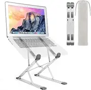 Laptop Desk Stand Adjustable Height, Aluminum Foldable Laptop Stand Computer Riser Ergonomic Portable Travel Laptop Holder Fit for Notebook, MacBook Air/Pro, Dell, HP and Lenovo 10''-15.6''