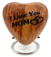 Wooden Heart Keepsake Urn - Mini Ash Urn Small Handcrafted Cremation Urn for ...