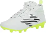 [New Balance] Boy's Rush V4 Lacrosse Shoe, White/White/Hi-Lite, 4.5 Big Kid