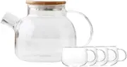 Glass Jug Water Carafe Glass Kettle Set Heat-Resistant Soaking Teapot with Cup Cold Boiling Water Cup and Pot Household