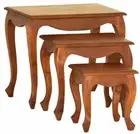 Nest of Tables, Queen Ann,Timber, Nest of 3 Tables, Light Pecan Brown.