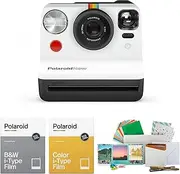 [Polaroid] Polaroid Originals Now Viewfinder i-Type Instant Camera (Black and White) Bundle with Color and B andW Instant Film & Reusable Vintage Photography Accessory Kit (4 Items)