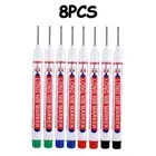 8pcs Long Nib Marker for Metalwork Woodwork Multi-Purpose Deep Hole Marker Pen-